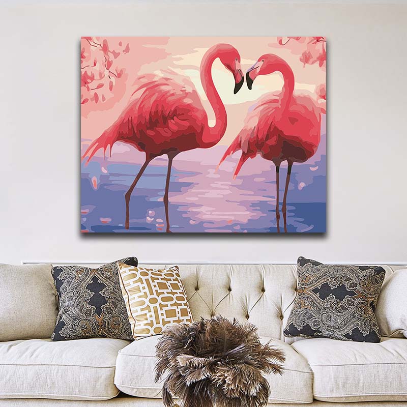 Diy Paint By Numbers Picture Coloring By Numbers With Kits Animal Lovely Tiger Dog Cat Parrot Leopard Flamingo Artwork