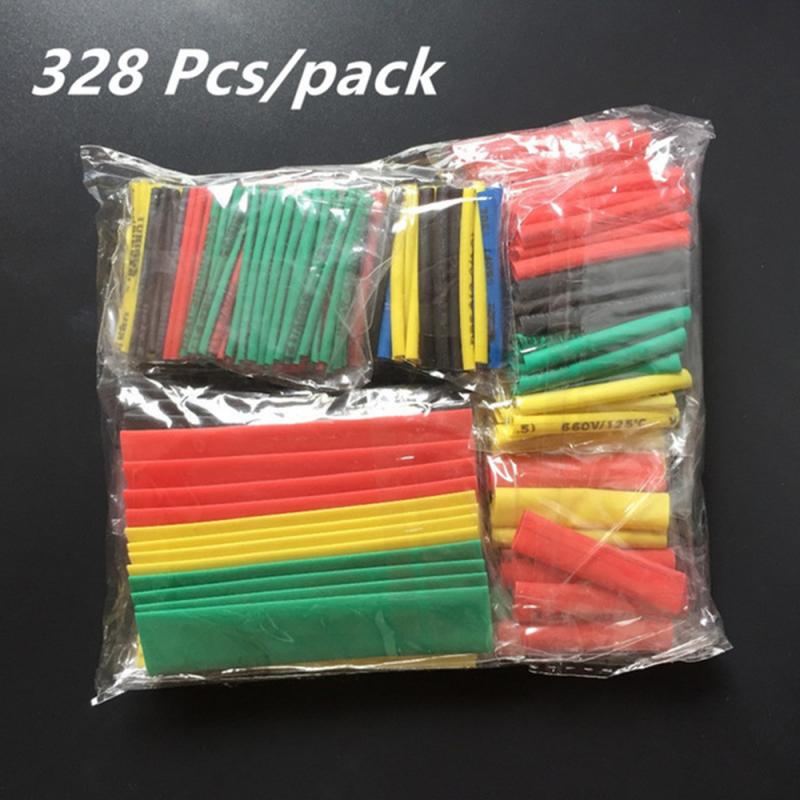 Kit de tubes thermorétractables, 328 pièces/paquet, gaine d&#39;isolation en Polyolefin assortie, gaine thermorétractable, câble métallique, 8 tailles 2:1: Default Title