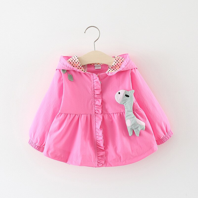 Baby Jas Kids Outdoor Jas Hooded Cartoon Geul Baby Jassen Voor Baby Meisje Kleding Kinderen Outwears Kinderkleding: rose red / 12m