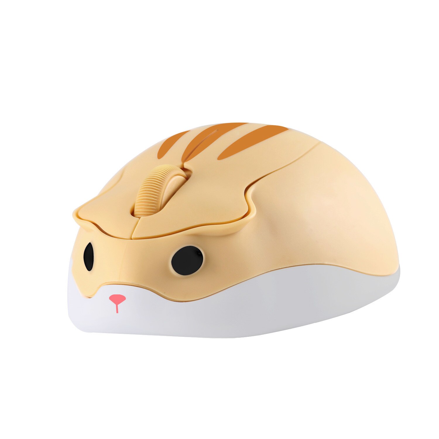 CHUYI-ratón óptico inalámbrico USB para niña, Mouse pequeño de mano con de hámster de dibujos animados, 2,4G, 1200 DPI: YELLOW