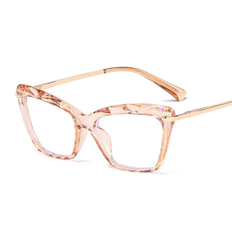Blue Light Blocking Glasses Oversized Cat Eye Glasses Frame Crystal Woman Transparent Eyewears Clear Femme: C5