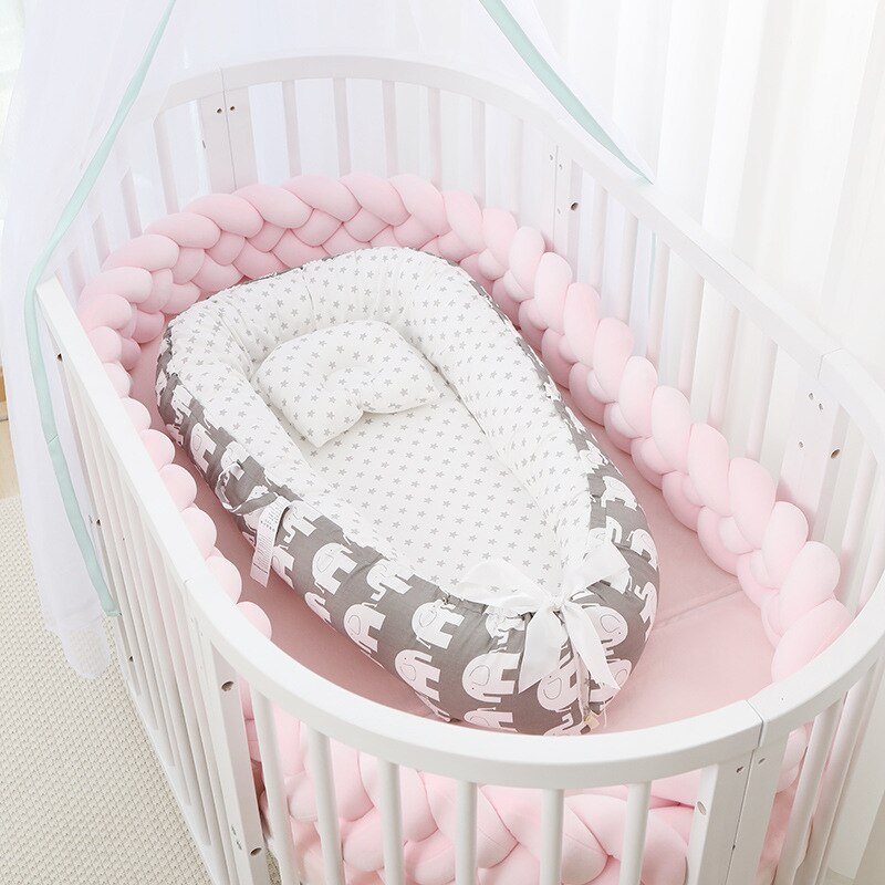 Portable Baby Crib Baby Bed Portable Newborns Bed Cot Baby Nest Cotton Children's Bed Portable Crib Folding Bed for Newborns: 4