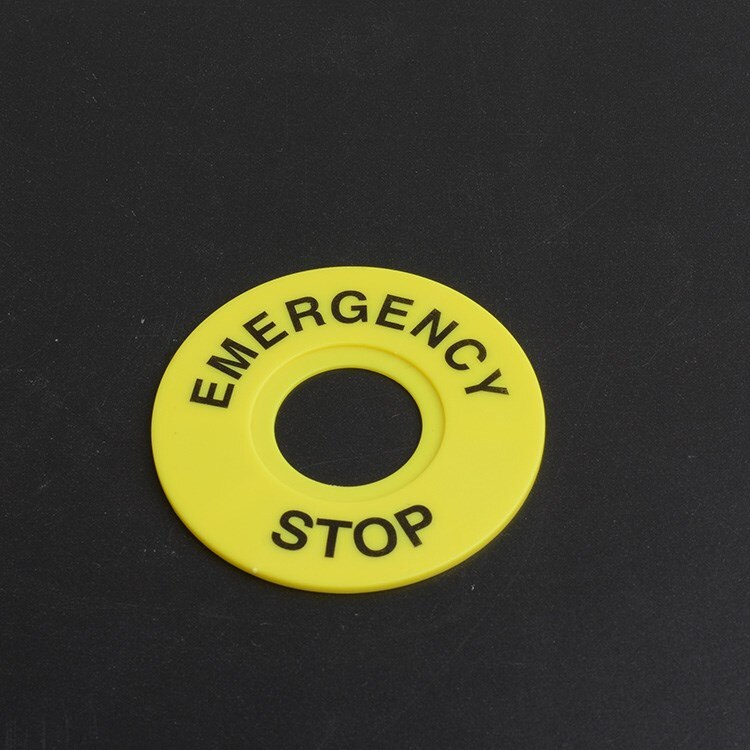 22mm emergency stop button sign yellow plate warning circle emergency stop button switch emergency stop warning circle sign