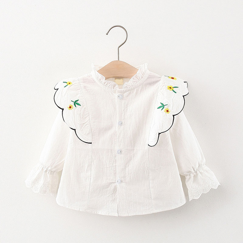 Mädchenblusen, babyblusen mit blumenstickerei, oberteile für kleinkinder, herbstkleidung, langärmeliges, einreihiges t-Shirt für kleinkinder: Ah5702 weiße / 12m