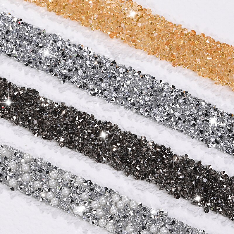 1 Yard Pasteable Strass Lint Zelf Garenloos Diamant Lint Lijm Op Diy Ambachten Telefoon Patches Applicaties Glitter Versieringen