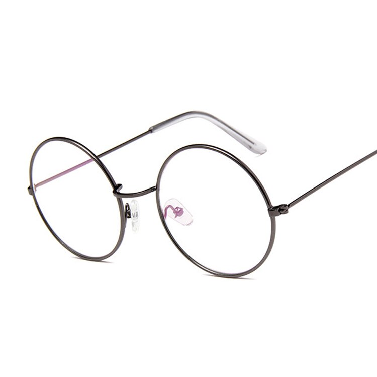 Gafas redondas Vintage para mujer, montura de Metal Unisex, lentes ópticas de círculo negro Retro, lentes transparentes, gafas de gusano: Gun Trans
