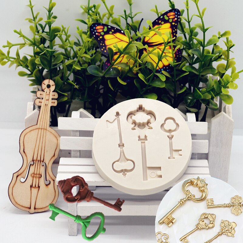 Retro nøkkel harpiks silikonform kjøkken bakeverktøy gjør-det-selv kake bakverk fondantformer sjokolade dessert blonder dekorasjon rekvisita