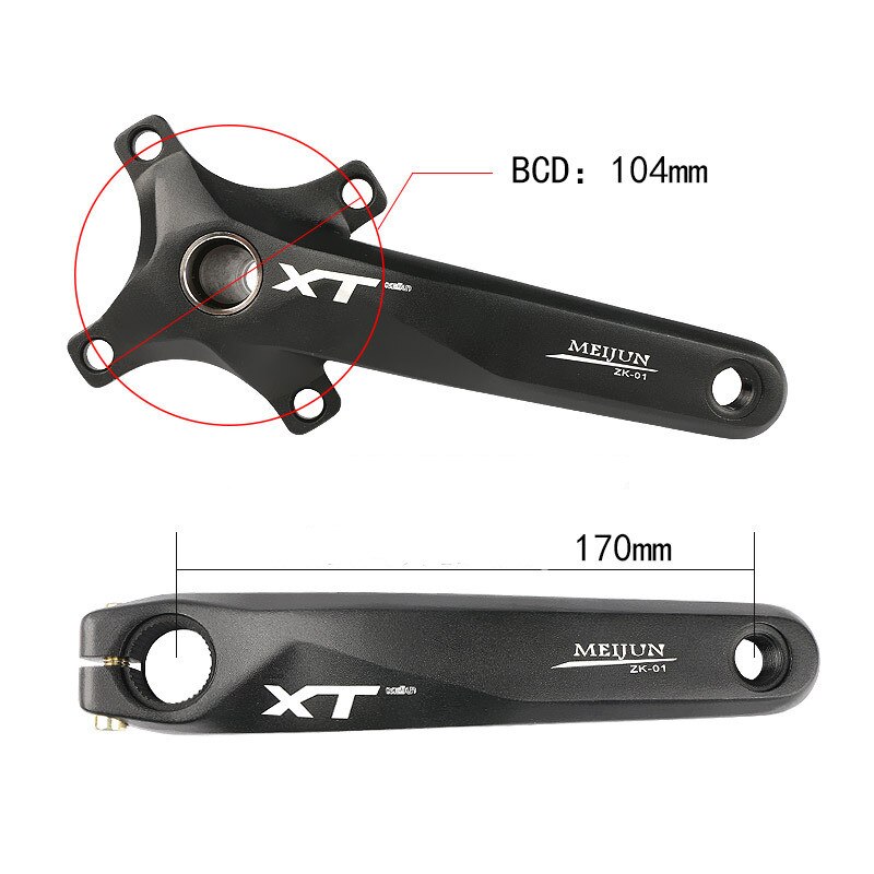 MEIJUN-manivelle de bicyclette à une vitesse, VTT en alliage d'aluminium, XT BCD 104 MM