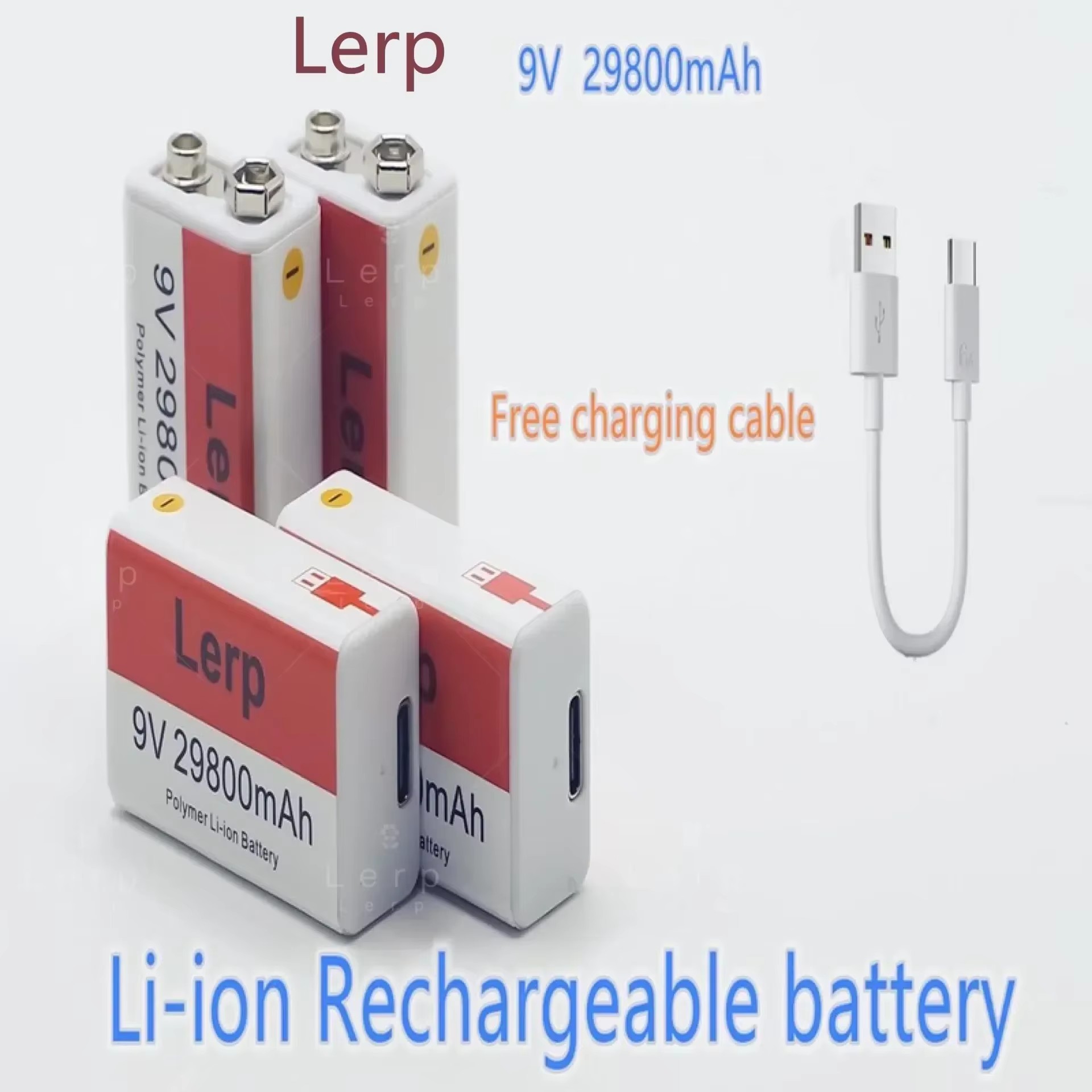 Bateria Oplaadbare Iones De Litio, Pila De 9V, 2024mAh, Mini Usb, Juguete, Microfoon Sosfono, Controle Remoto, Nut Ktv, 29800: Oranje