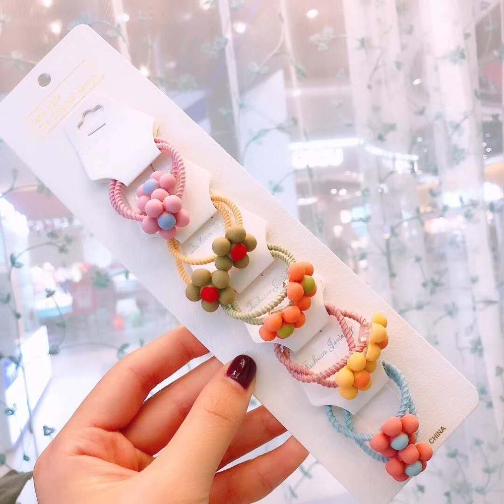 Conjunto de para niña pequeña, Anillo para el pelo con expresión de flores, joyería para niña, cuerda para el pelo, Anillo para el pelo, accesorios de joyería para niños: HA067-1