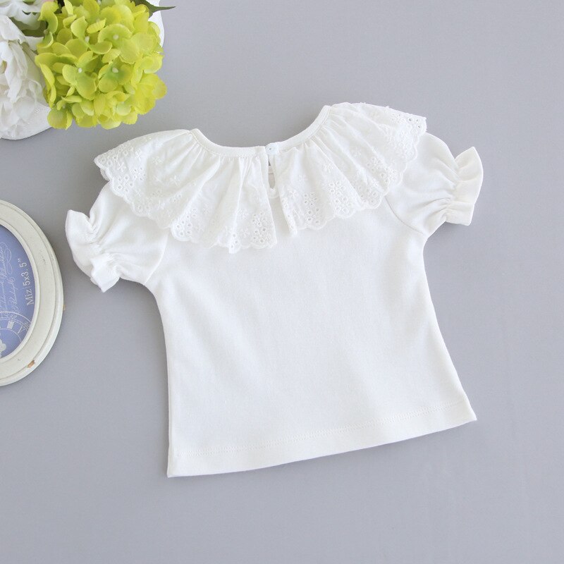 Ropa para bebés recién nacidos, camisetas blancas de algodón de manga corta, camisetas para niños pequeños, Tops dulces de verano