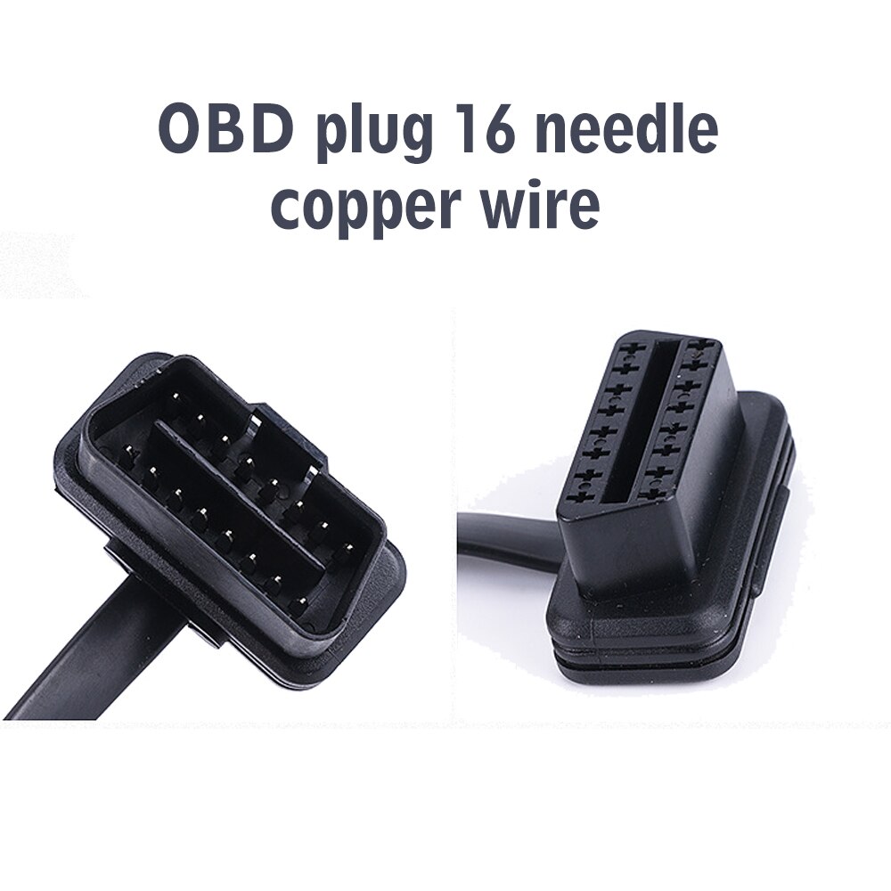 Voiture OBD ligne OBD2 câble d'extension un point deux nouilles plat câble obd un glisser deux noyau plein puissance 0.6m 16pin adaptateur de connexion