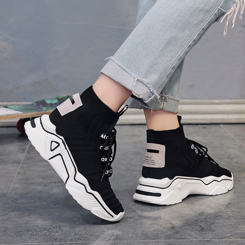 QGK Casual Shoes Women High Top Breathable Sneakers Autumn Summer Mesh Shoes Walking Lightweight Movement Sneakers