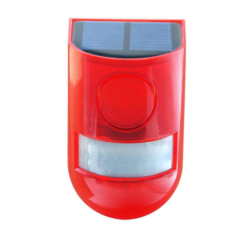 Rood 6 Led Solar Lamp Waterdicht Solar Waarschuwing Licht Geluid Alarm Lamp Sensor Tuin Lamp Spaarlamp