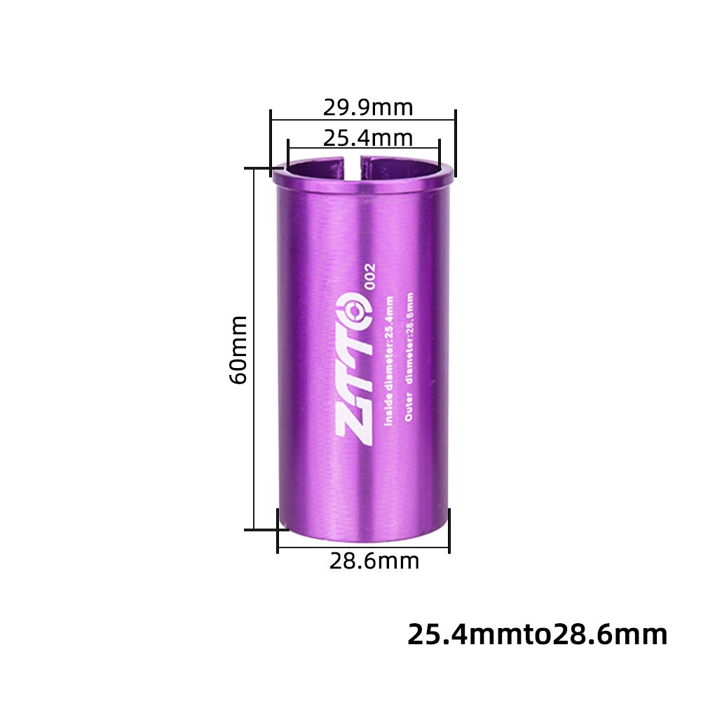 ZTTO-Adaptador de tija de sillín para bicicleta, manga de tubo de asiento, espaciador de aleación para ciclismo de montaña y carretera, cambio de tamaño 25,4, 27,2, 31,6: 2-25.4 to 28.6