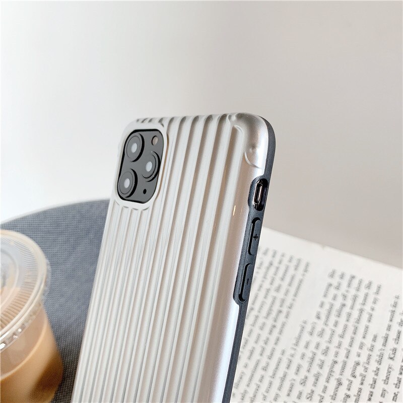 Argento Curvo Valigia Cassa Del Telefono Per il iPhone 11 Pro Max XR X XS MAX Caso Molle di TPU Per il iPhone 6 6S 8 7 Più Copertura Del Telefono Del Silicone