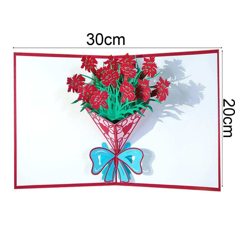 Pop Up Card 3D Greetings Card Handmade Bouquet Birthday Anniversaries Flower Thank You Card for Wife Moms: Carnation