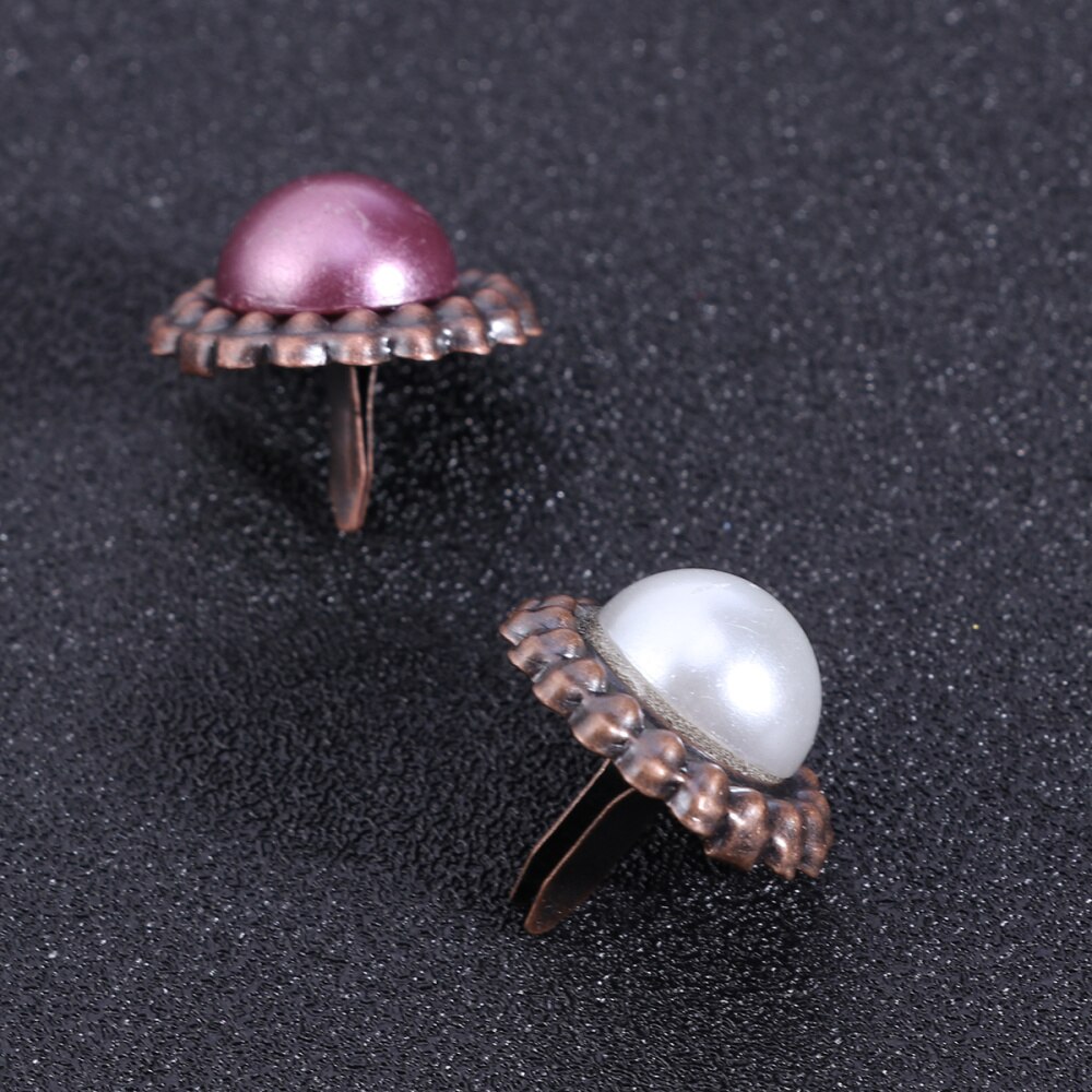 20PC Paper Fasteners Vintage Round Pearl DIY Metal Brads Crafts Split