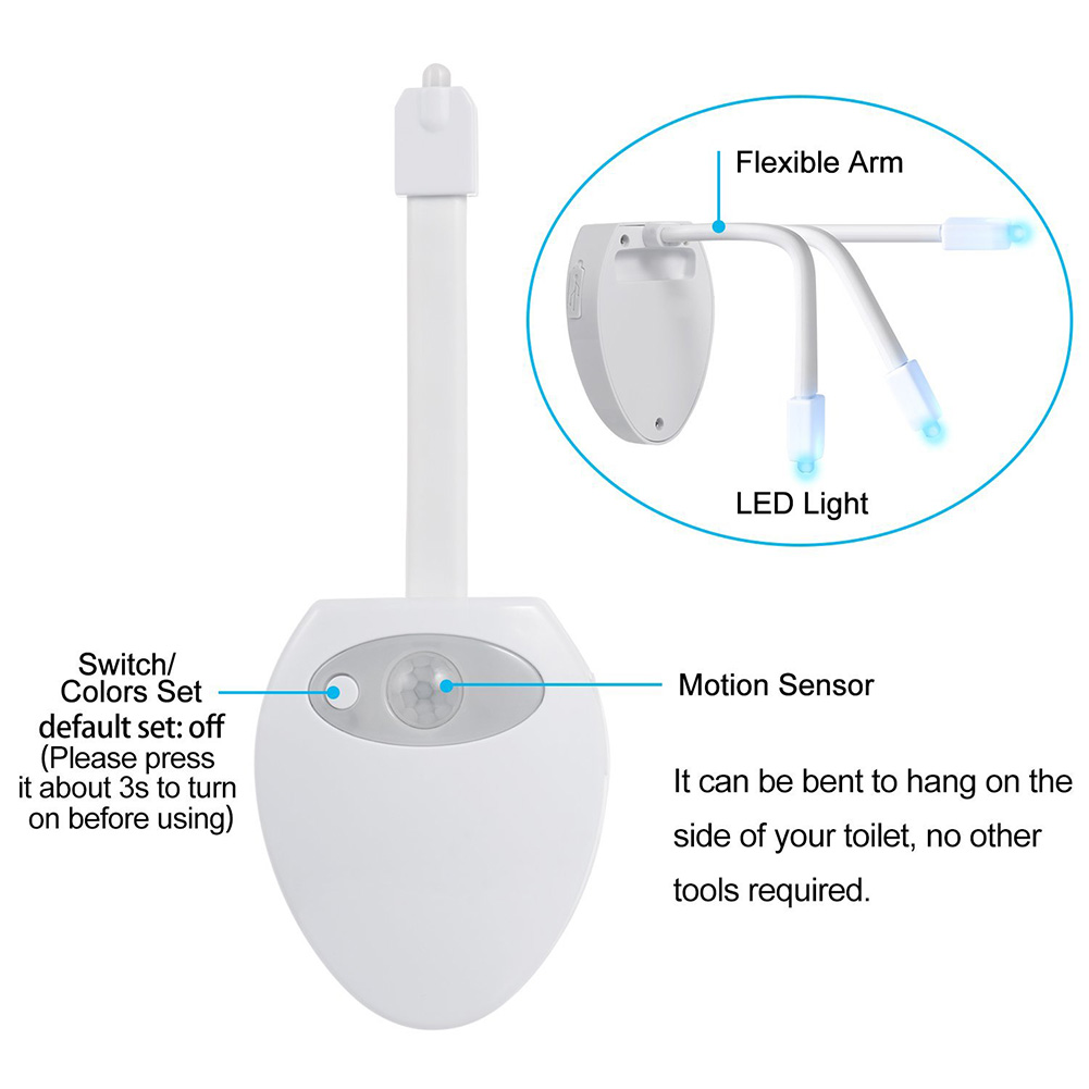 USB Rechargerable Motion Sensor Toilet Light WC Lamp USB Backlight For Toilet Bowl 8 Light Colors Toilet Seat Light Sensor