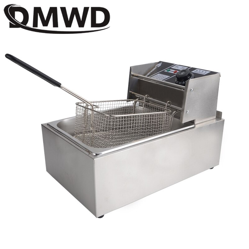 Electric deep fryer Multifunctional Household Commercial Stainless steel Grill Frying pan French fries machine pot 6L 2.5kw