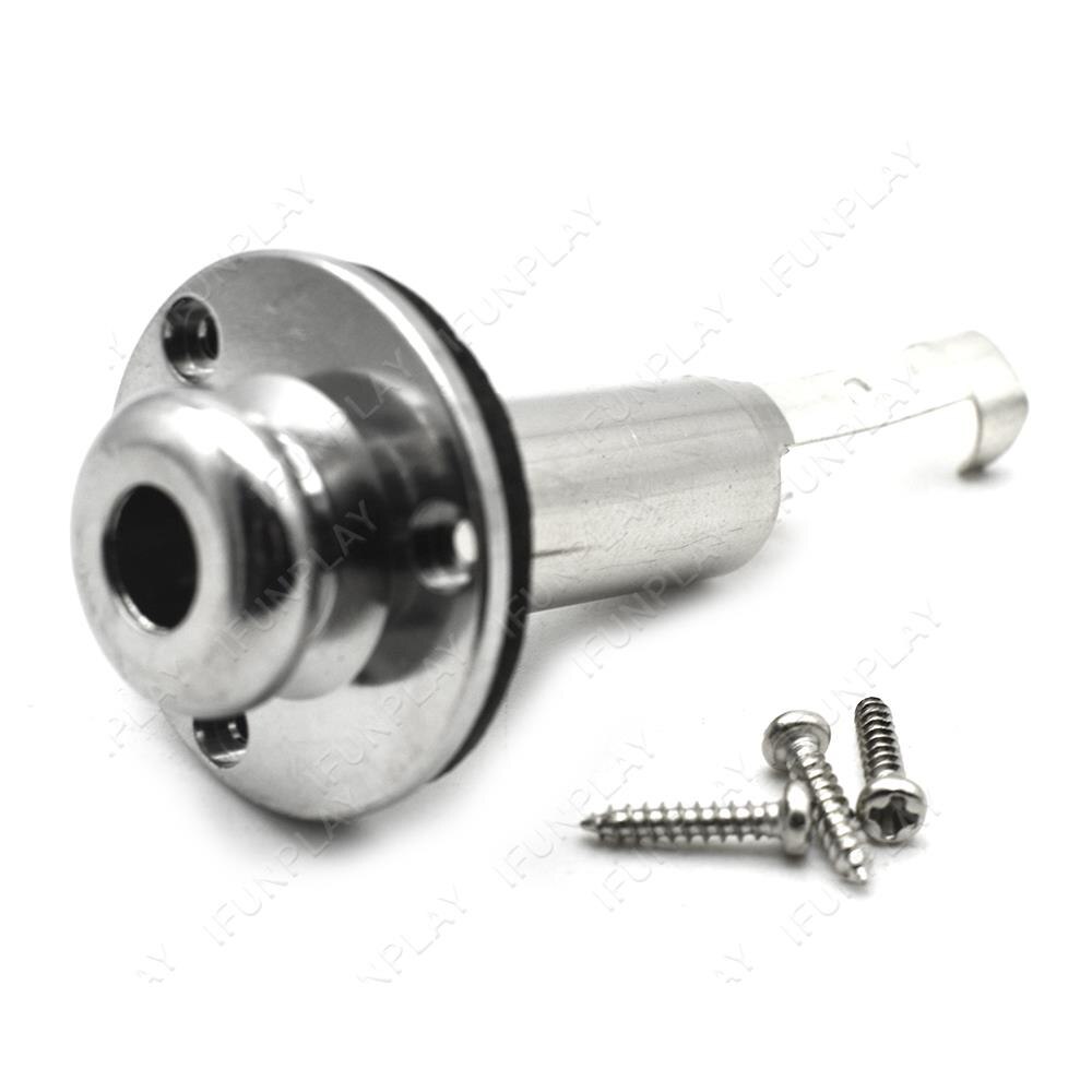 Krom avtagbart jekkdeksel messing 1/4 &quot; 6.35 gitarreim låsestift jack end pin output input jack-kontakt for gitarbass