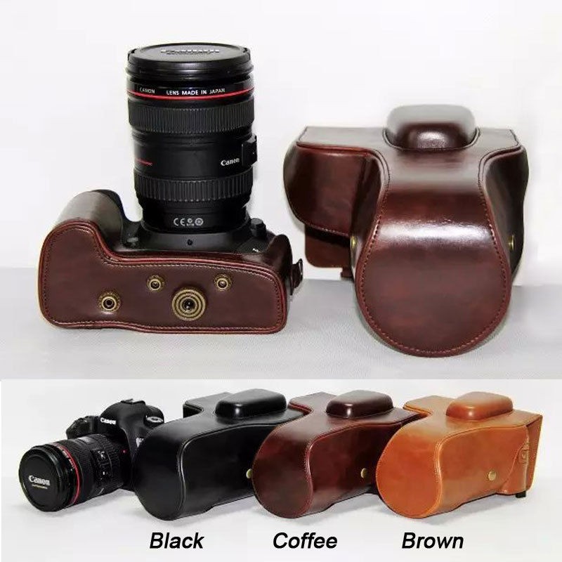 Vintage PU Lederen Camera Tas Voor Nikon D7000 D7100 D7200 Camera Tas Koffie Bruin