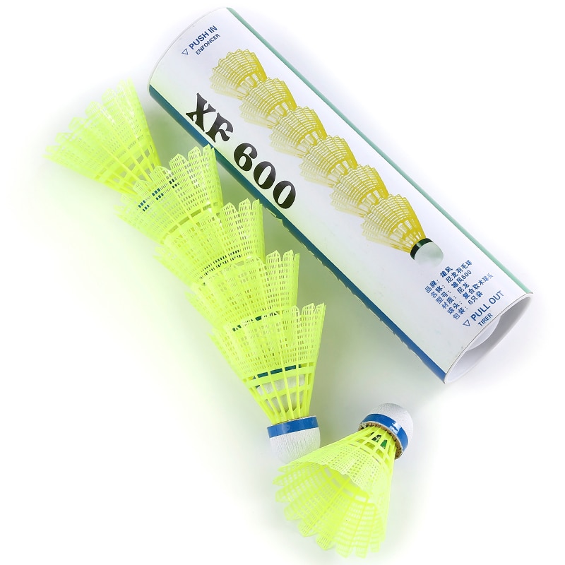 6 Plumillas De Bádminton De Nylon JDNFKG – Resistentes Al Viento, Blancas Y Amarillas – Para Entrenamiento Y Partidos En Interior O Exterior