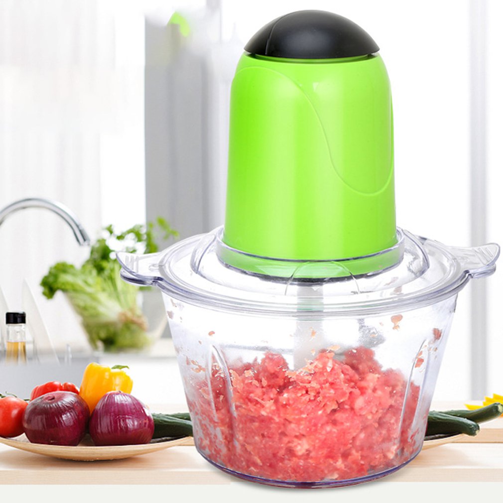 2L Automatic Powerful Multifunctional Electric Food Chopper Food Processor Electric Blender Chopper Meat Slicer Cutter: Green