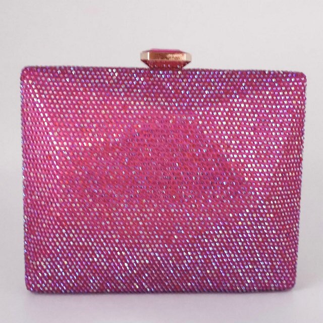 Boutique De FGG Pochette Da Sera A Scatola, Mini Quadrata In Cristalli Neri Fatti A Mano Con Catena Rimovibile. Eleganza Per Matrimoni E Feste. - 2