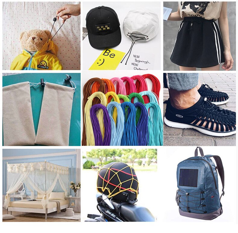 2 Meter/Bag Zwart Wit Multi Size Ronde Elastische Band Elastisch Touw Rubberen Band Elastische Lijn DIY Naaien Accessoires