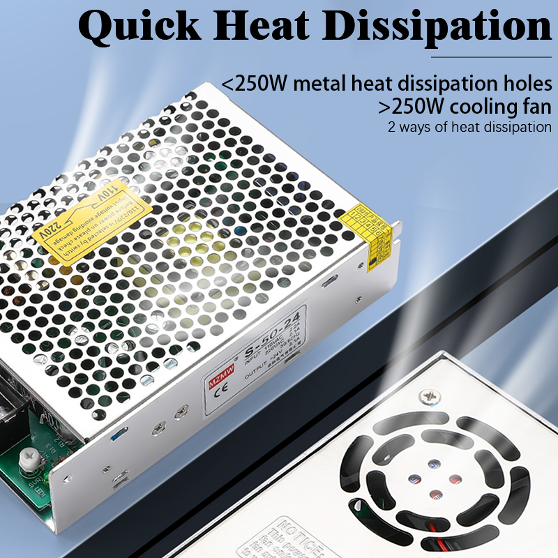 Switching Power Supply 220V AC to 24V/12V/36V DC 30A 1000W High Current Converter with Silent Cooling