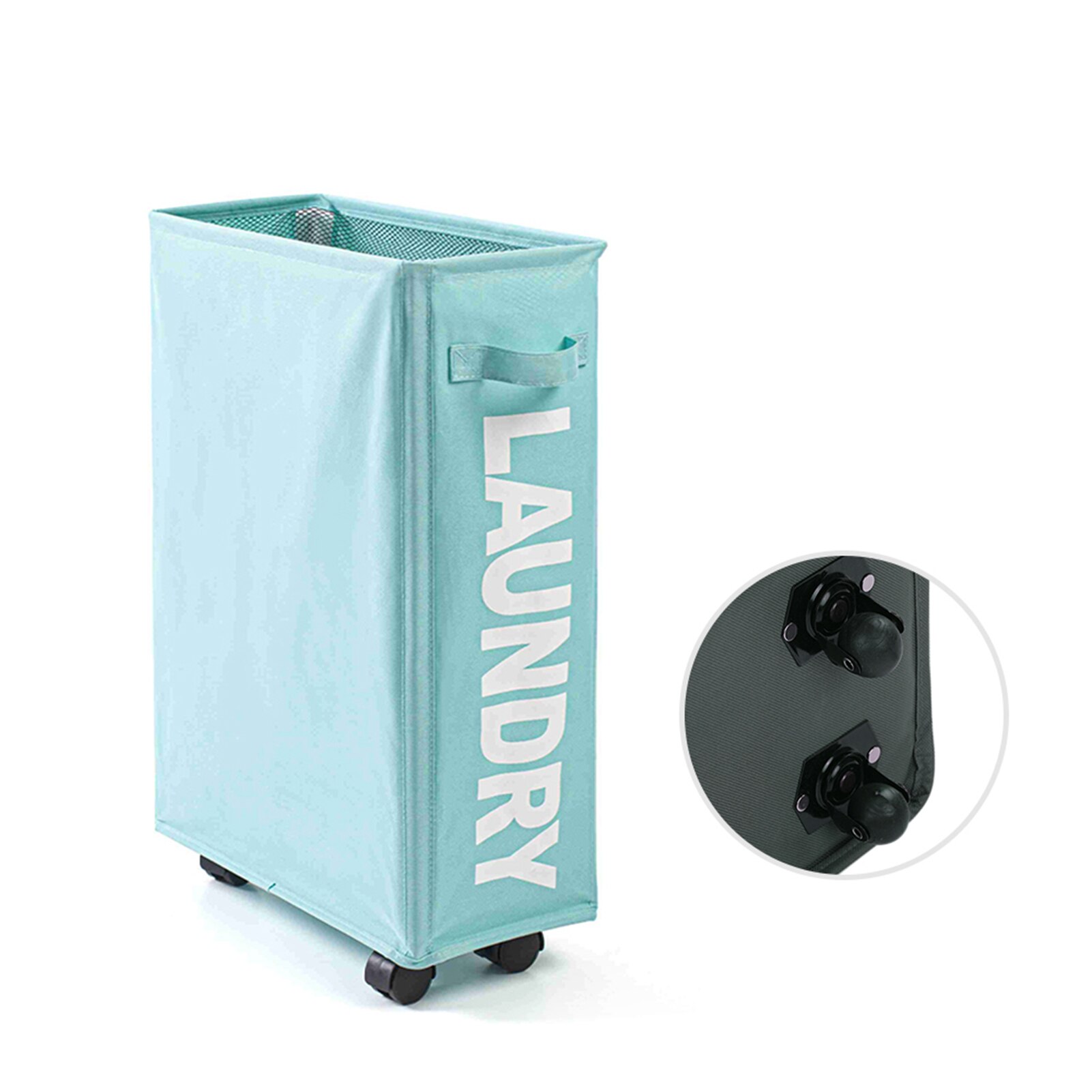 Foldable Laundry Basket with 4 Wheels Organizer Dirty Laundry Basket Bin Drawstring Laundry Bag Dirty Clothes Hamper: Blue