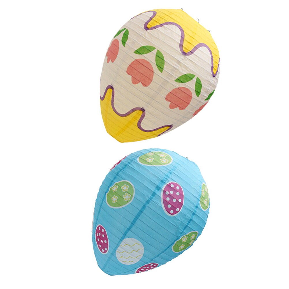 2Pcs Lovely Easter Egg Lanterns Decorative Lanterns Festival Party Paper Lanterns
