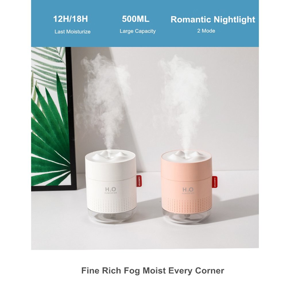 Ultrasonic Mini Air Humidifier 500ML USB Aroma Air Diffuser With Romantic Night Lamp Humidifier For Home Car