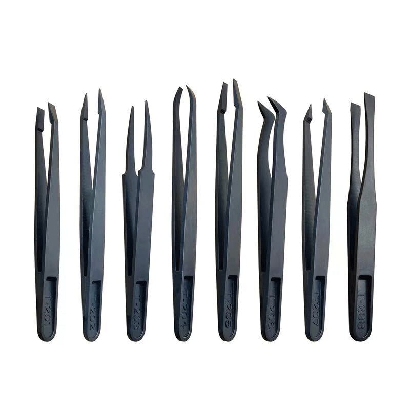 Pinzas electrónicas de fibra de carbono antiestáticas, juego de herramientas manuales de reparación de acero inoxidable, a Epiler Pince, 6/8 piezas