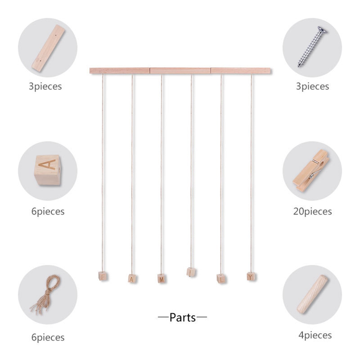 DIY FAMILY Photo Display Wall Hanging Picture Frame Collage with 20 Clips Home Office Decor hanging photo jigsaw puzzle