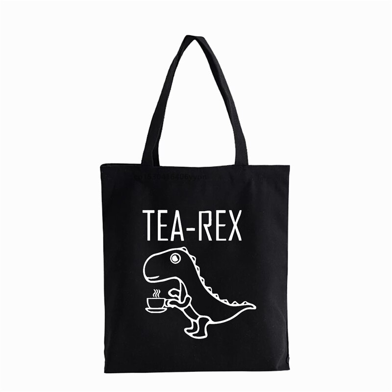 Cool divertente dinosauro design stampa borsa Shopper da donna borse per studenti adolescenti borsa di tela tè rex ragazza carina Bolsas