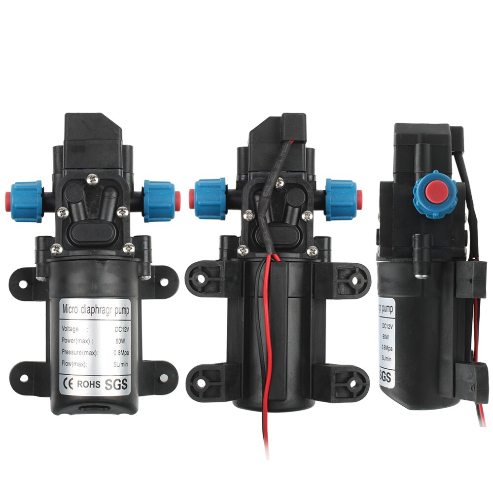 DC12V 60W Mikro Elektrische Membran Wasserpumpe Automatische Schalter Hochdruck Auto Waschen sprühen Wasser Pumpe 3-5L/min