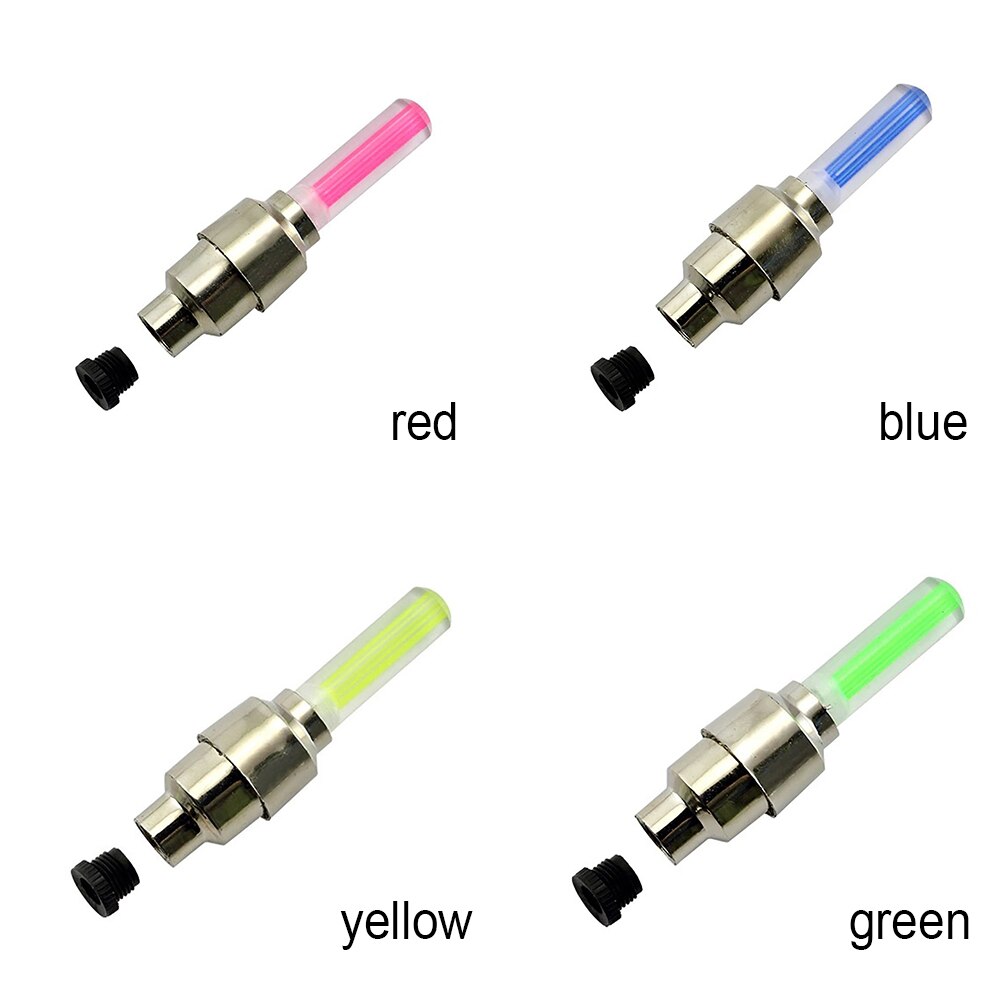 2Pcs Kleurrijke Flash LED Verlichting Fiets Auto Wiel Tire Stem Cap Veiligheid Licht