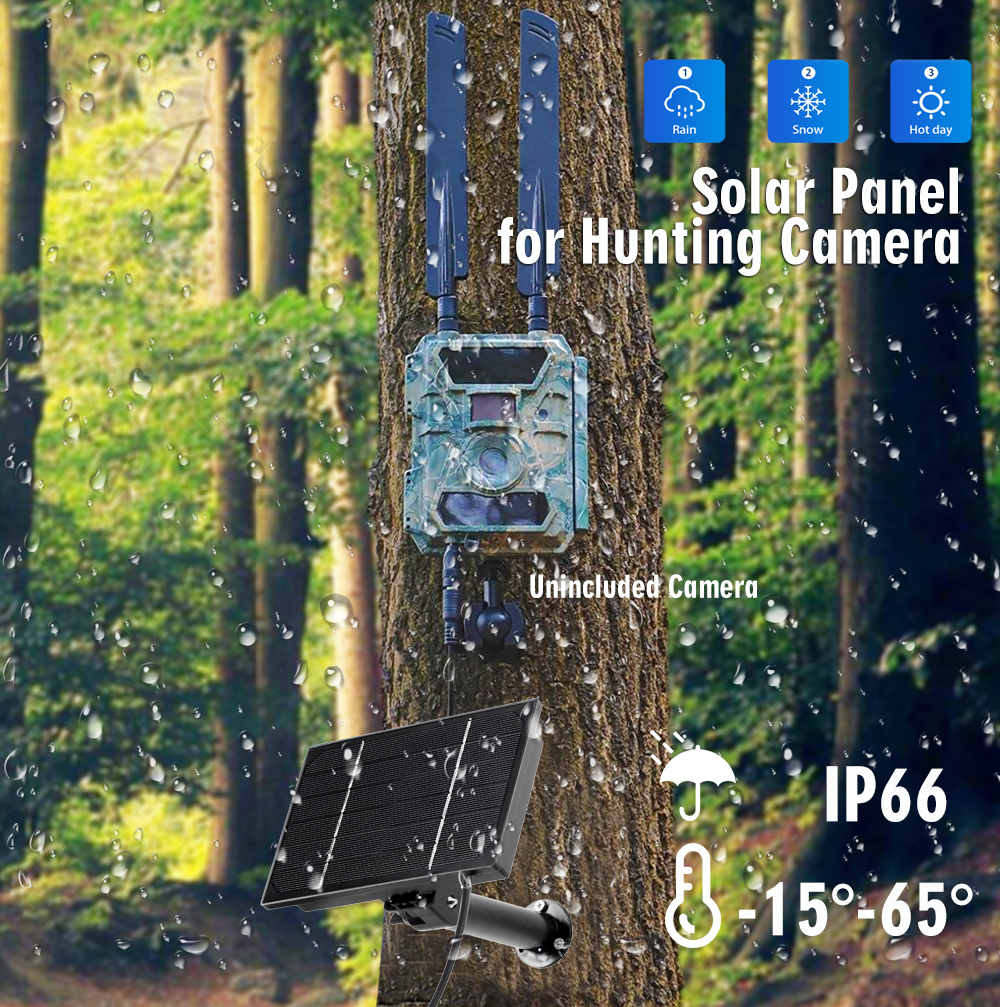 Panneau solaire étanche 4W, batterie 18650 intégrée, câble extérieur de 2m chargé USB Tpye C DC5V 12V alimenté pour caméra WIFI de sécurité