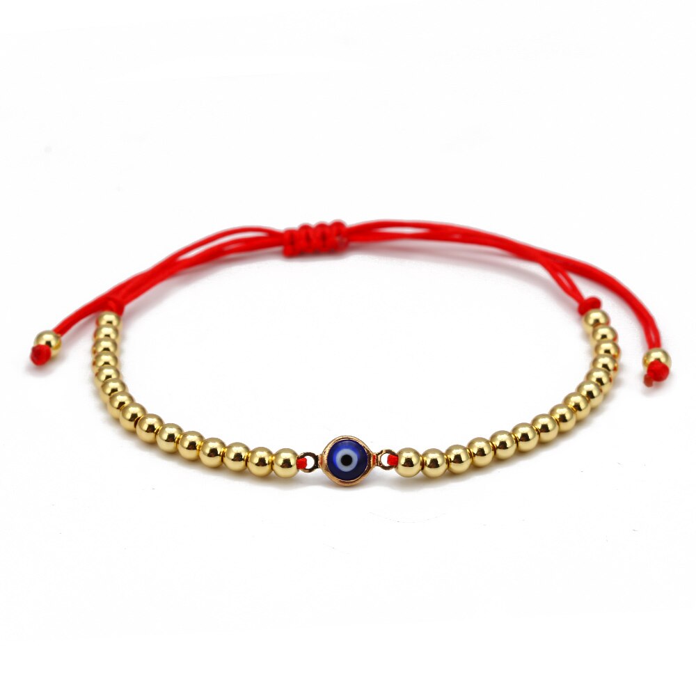 Lucky Eye Koperen Kralen Turkse Evil Eye Charm Armband Gevlochten Touw Verstelbare Armband Voor Vrouwen Meisjes Mode-sieraden BE98: 7