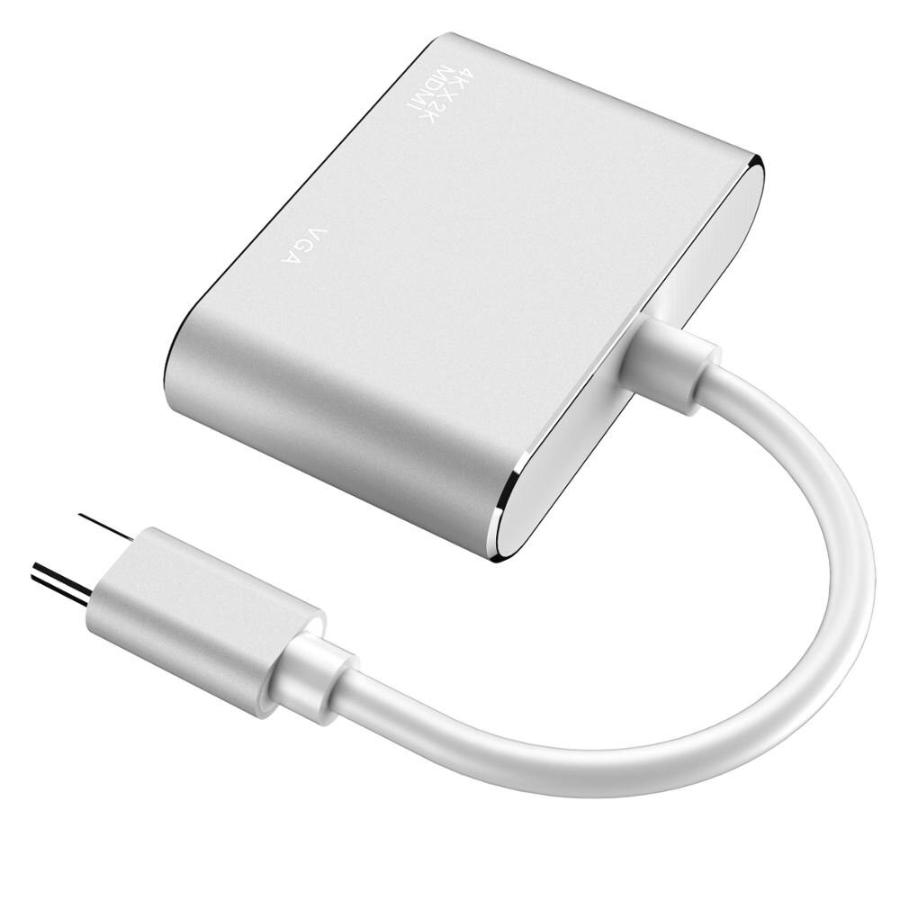 Usb C Usb 3.1 Type C Naar Hdmi Vga 2 In 1 Aluminium 4K * 2K Adapter