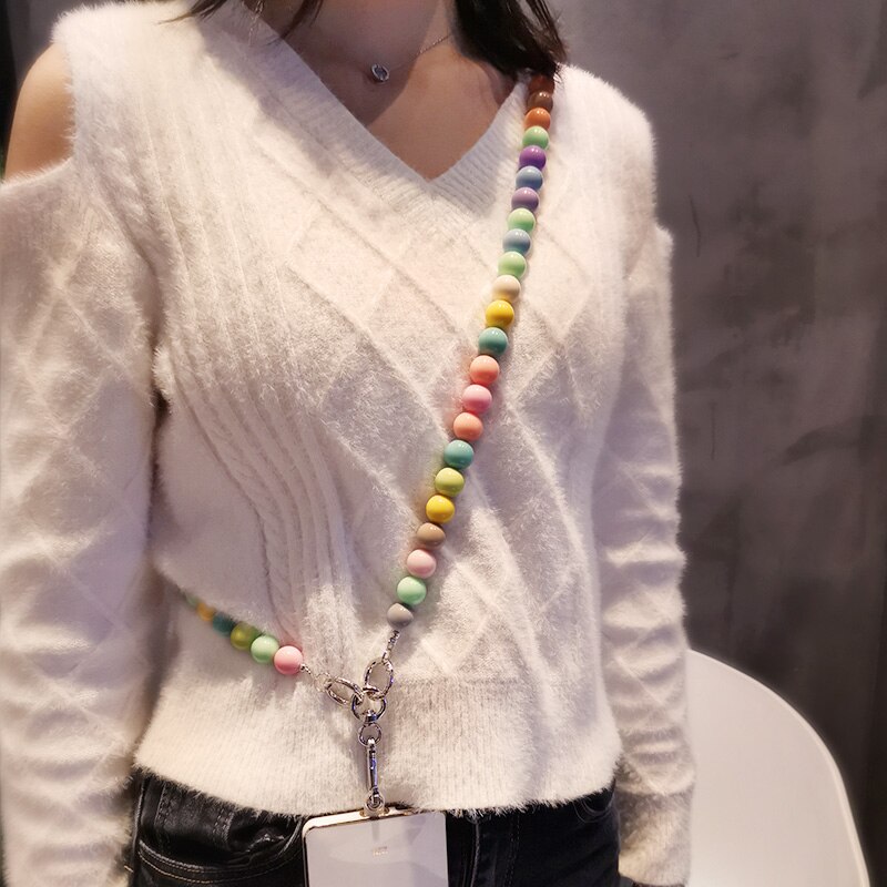 Smycz na telefon komórkowy długi czołg wiszący łańcuch perła smycz etui na telefon klip uniwersalny ręcznie robiony koralik wiszące szyi klamra: Default Title