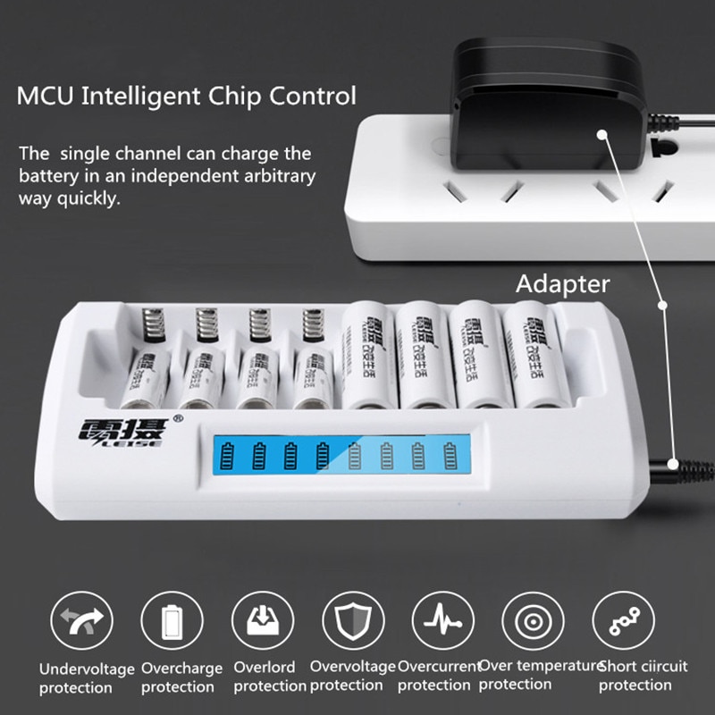 Leise Battery Charger C818A - AA AAA Ni-Mh 1.2V - LCD Display - Fast Charging - DC Input 12-18V