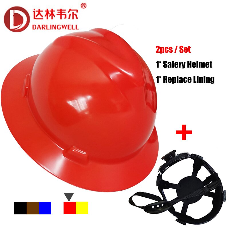Full Brim Hard Hat with Lining V Gard Safety Helmet Accessories for Construction Engineers Railway Metallurgy Wide Brim Work Cap: Red