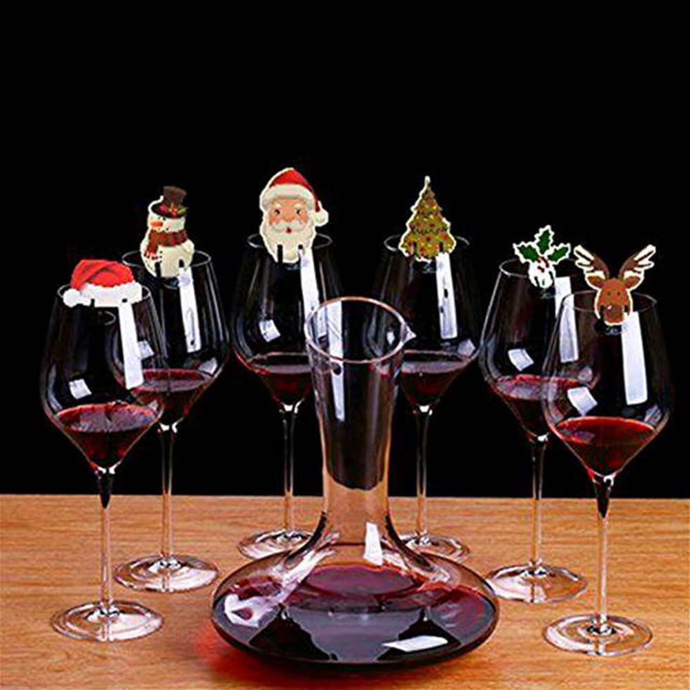 10 stk / parti julekopkort hjemmebord steddekorationer jul santa hat vinglas dekoration år fest forsyninger