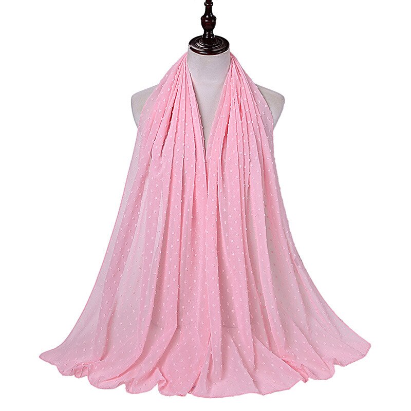 Foulard en mousseline de soie 72x175CM, couleur Pure, malaisie, indonésie, perles, couvre-tête: 19