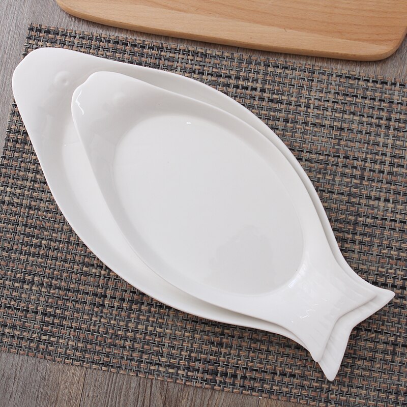 Solid White Plates Fish Dish Bone China Ceramic Plates big size solid white dinner plate
