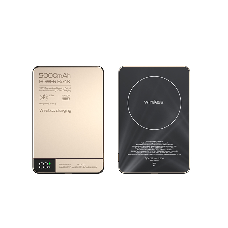 Banco de energía inalámbrico magnético de 10000mAh para MagSafe, carga rápida, batería portátil delgada de alta capacidad para iPhone 16/15/14/13/12: Oro / 5.000 mAh