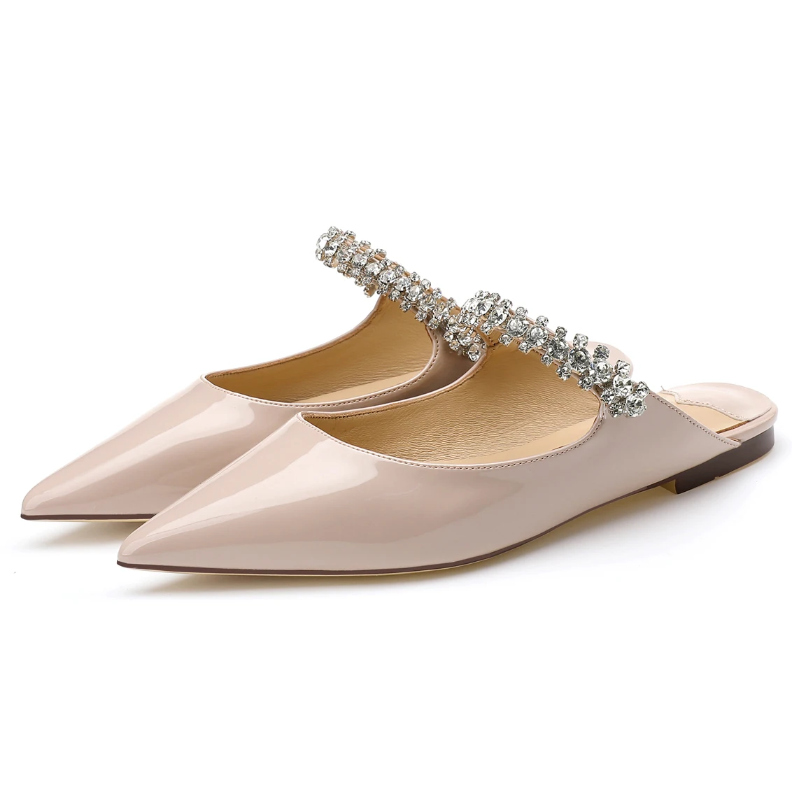 【Médisez la longueur de vos pieds avant de commander】 Cristaux Luxry Femmes Sandales à talons à lanières Chaussures plates à la 77-CHC-33
